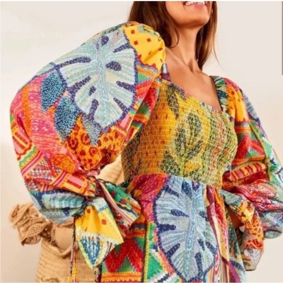 FARM Rio Multi-color Smocked Mini Dress - Picture 3 of 14